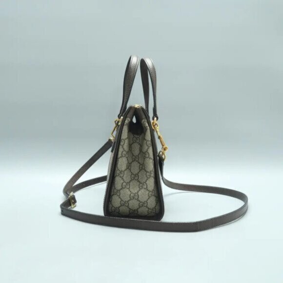 GUCCI Ophidia Brown Canvas Satchel Bag 950-100225 - Picture 4 of 12